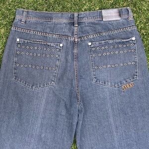 RARE Fubu Jeans Baggy Grommet Studdded Hip Hop Size 40 Red Ape Southpole Y2K